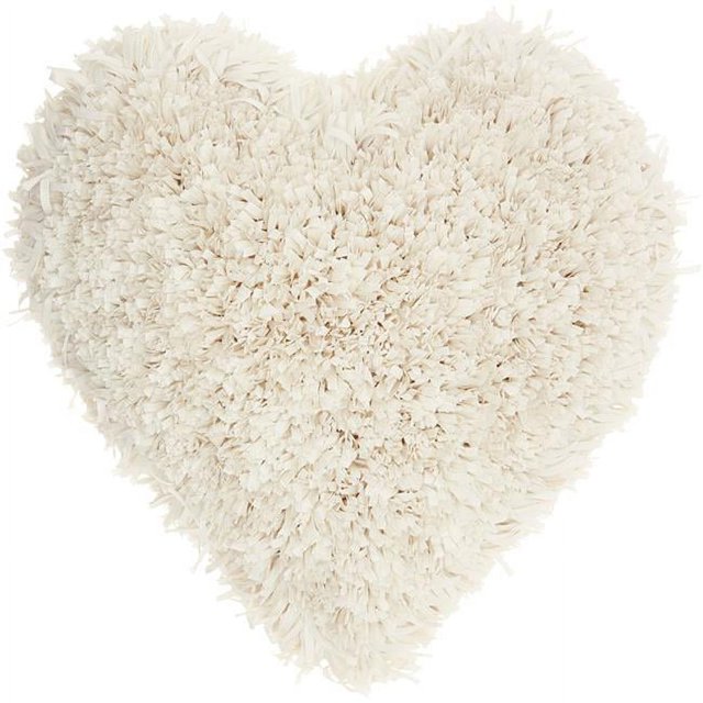 HomeRoots 386388 Coussin Shag Crème en Forme de Cœur