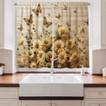 thumbnail image 3 of Ambesonne Rustic Kitchen Curtains, Meadow Bloom Butterflies, 55"x24", Pale Orange Tan Green, 3 of 3