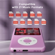 Innioasis Mp3 Player with Bluetooth, 2.4 128GB Portable Mini HiFi Sound Bluetooth Digital Music Player with FM Radio Audiobook and Speaker Built in for Kids (Purple)