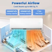 12000BTU Mini Split Air Conditioner with Heat Pump,19 SEER2 115V Split ac unit with Remote AC Cool Up to 1000 Sq. Ft,Variable Frequency Cooling and Heating,R32 Refrigerant & Installation Kit, White