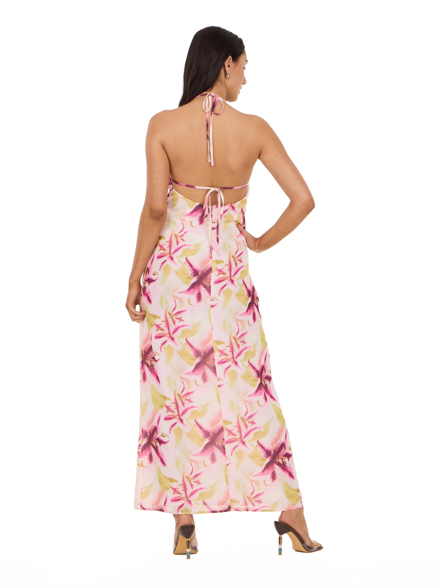 Forever 21 Women's Printed Maxi Dress with Low Back
