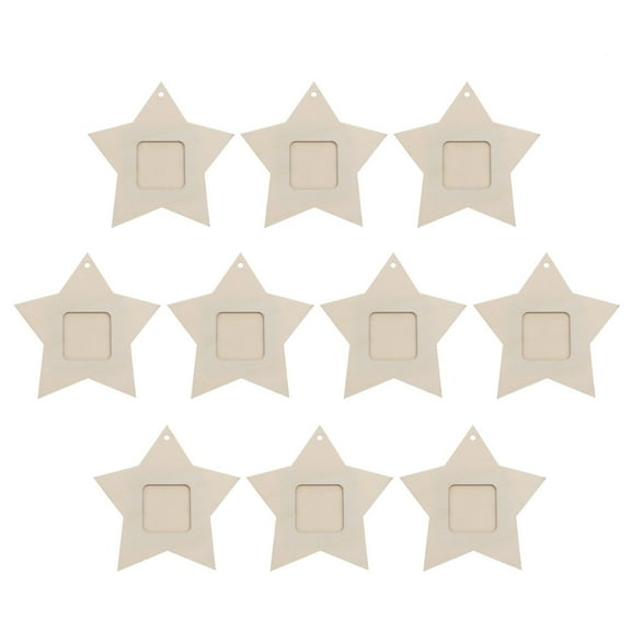 10Pcs Valentines Day Wooden Star Photo Frame Unfinished Star Wooden Creative Photo Frame for Drawing Painting