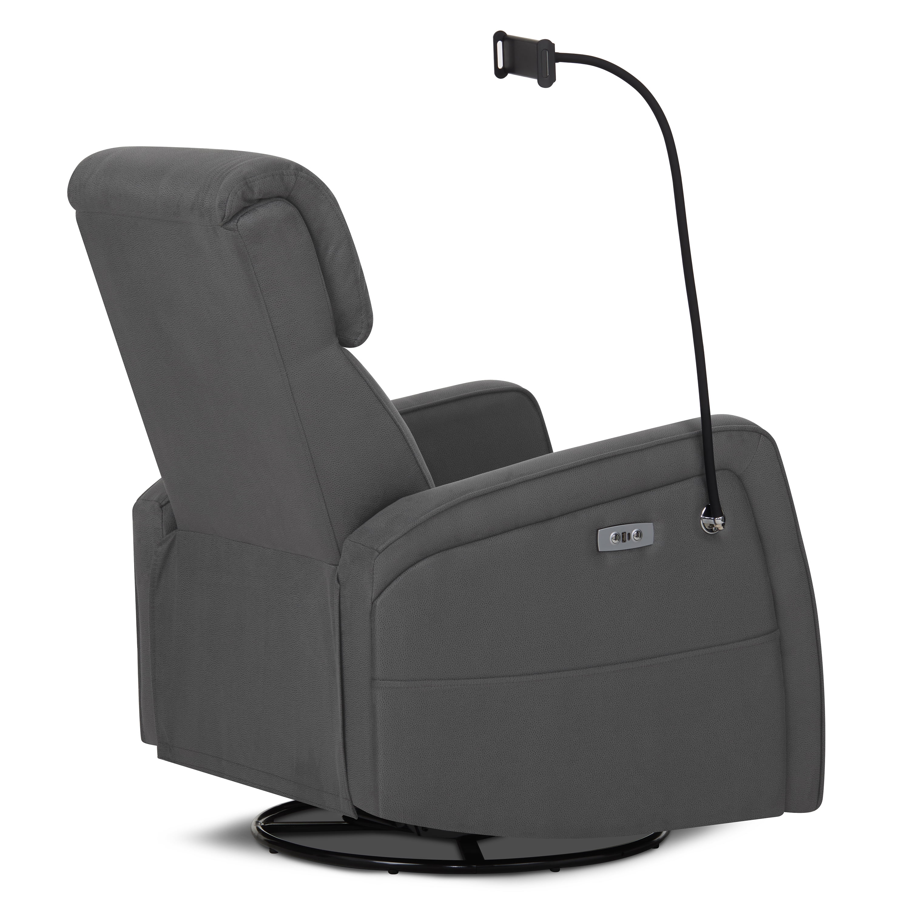 Evolur Maverick Power Recline Glider with Phone or Tablet Holder, Tempered Grey