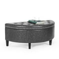 thumbnail image 3 of Homebeez 43.5" Half Moon Storage Ottoman, Button Tufted Bedroom Bench for Entryway Living Room, Dark Blue, 3 of 5