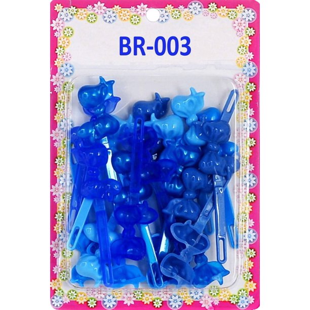 Pasadores para el cabello con lazo con bisagra automática para niñas Tara, selección de 18 piezas (mezcla azul)