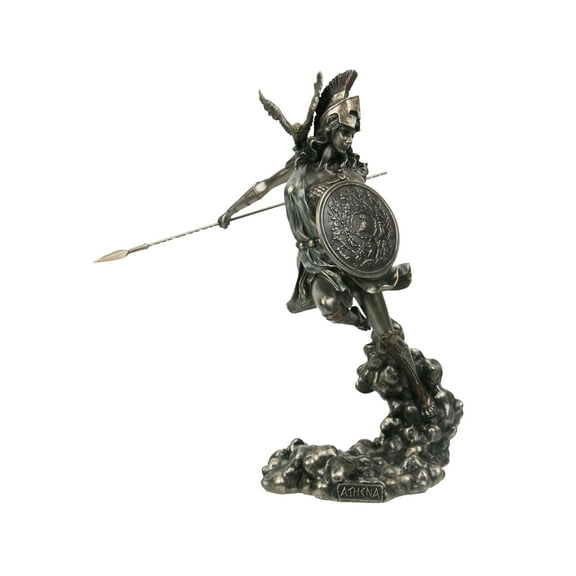 Veronese Design 9 1/4 Inch Greek Goddess Athena Holding Spear and Shield Cold Cast Resin Bronze Finish Statue Home Decor