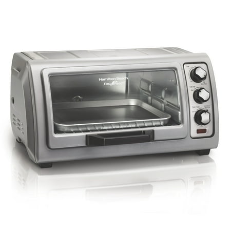 Hamilton Beach 6 Slice Countertop Toaster Oven with Easy Reach Roll-Top Door, Bake, Broil & Toast Functions, Silver