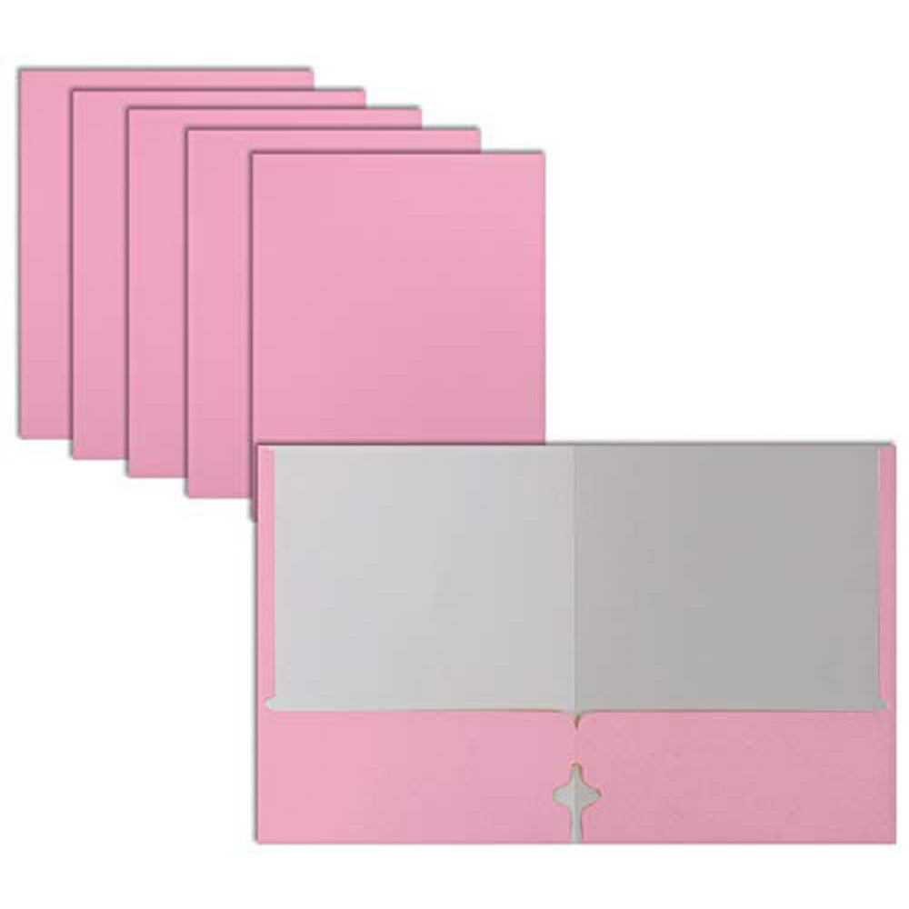 Two Pocket Portfolio Folders, 50Pack, Pink, Letter Size Paper Folders
