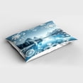 thumbnail image 2 of Ambesonne Lake Pillow Sham, Mountain Scenery Folk Wreath, 26" X 20", Slate Blue Sky Blue, 2 of 2