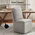thumbnail image 2 of Usaint Upholstered Dining Chair with Casters and Storage, Fabric Rolling Desk Chair with Wheels for Home Office Living Room, Easy Assembly, Light Gray, 2 of 6