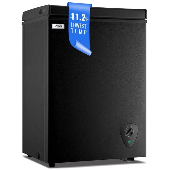 WANAI 3.4 Cubic Feet Chest Freezer Black deep Freezer with Adjustable Temp Knob Ideal for Any Room