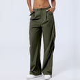 thumbnail image 2 of Birdeem Fashion Womens Button Pockets Zipper Casual Workwear Drawstring Loose Straight Fallow Solid Long Pants, 2 of 5