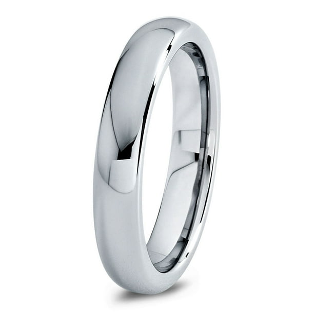 Tungsten Wedding Band Ring 4mm for Men Women Comfort Fit Domed Round Polished Lifetime Guarantee