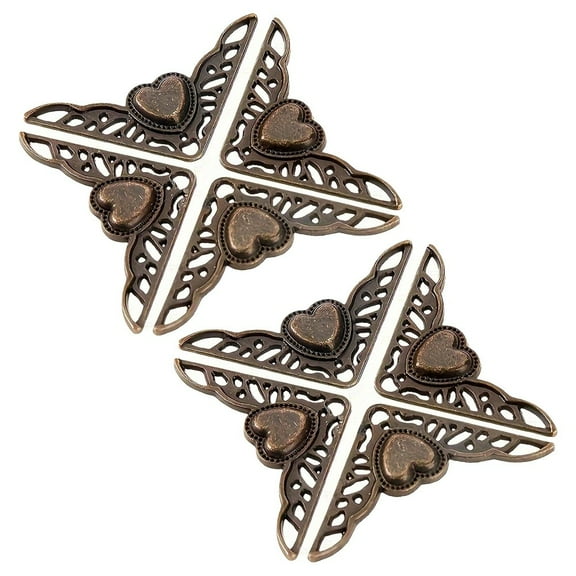 8PCS Antique Copper Corner Protectors,Decorative Iron Brackets for Wooden Boxes,Furniture,and Desk Protection