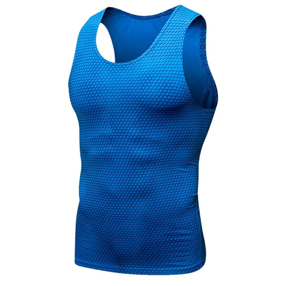 RYRJJ Men's Athletic Shirts Sleeveless Workout Tank Top Sports Base Layer Running Bodybuilding T-Shirt(Blue,M)