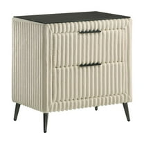 Roundhill Furniture Mavela Wide Wale Corduroy Upholstery Nightstand, Cream
