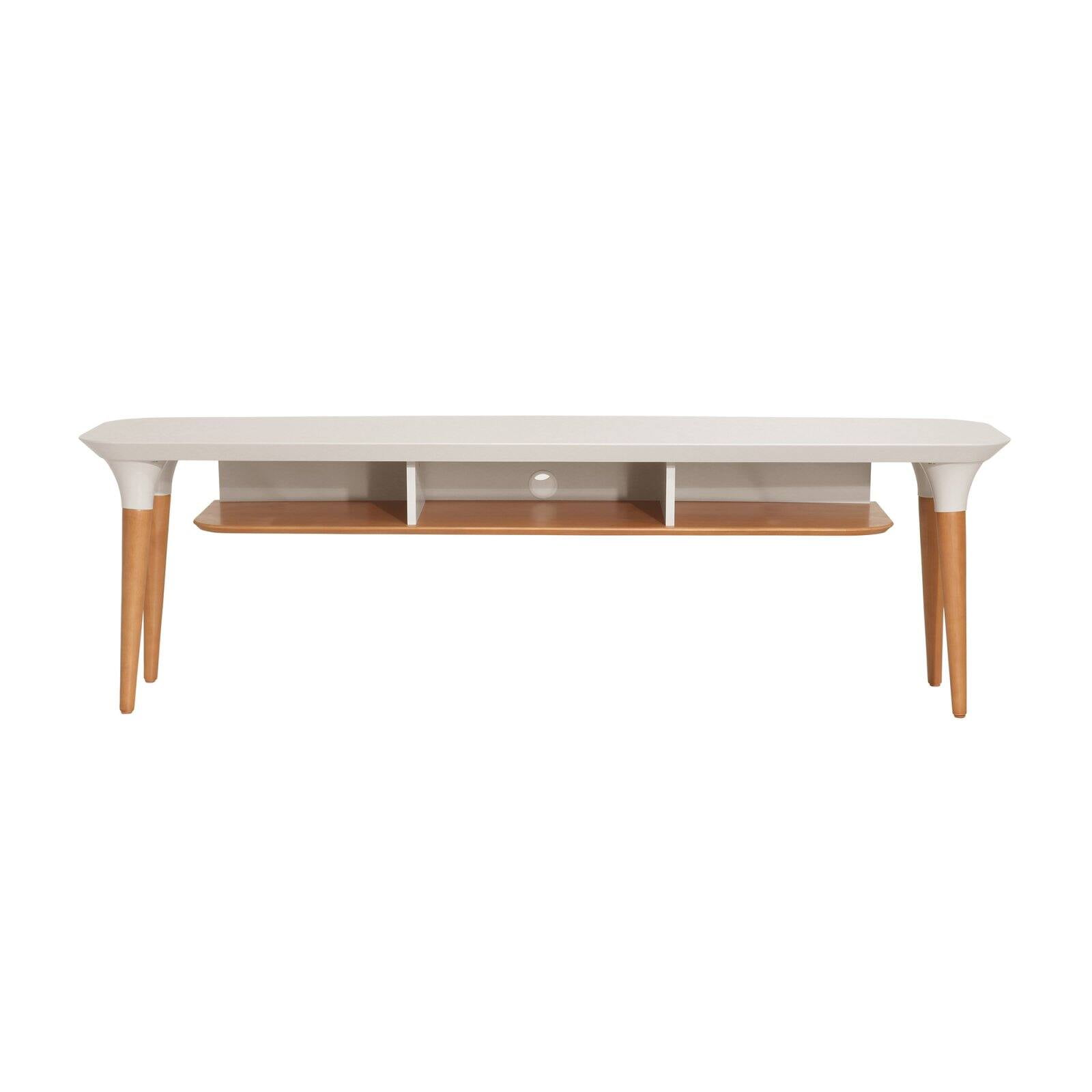 Manhattan Comfort HomeDock 62.99 TV Stand with 3 Shelves in Off White and Cinnamon