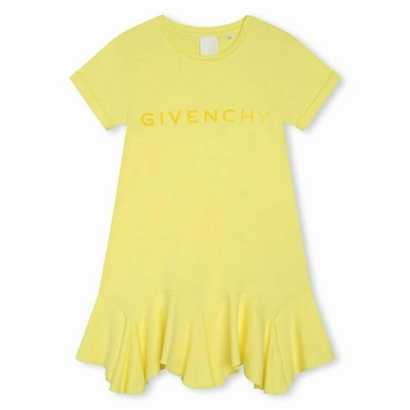 Givenchy Girls 4G-Print Cotton Ruffled Dress, Size 10Y