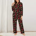 thumbnail image 2 of Sikiie Red gold heart Pajamas Set Long Sleeve Sleepwear Womens Button Down Nightwear Pj Sets-Medium, 2 of 7