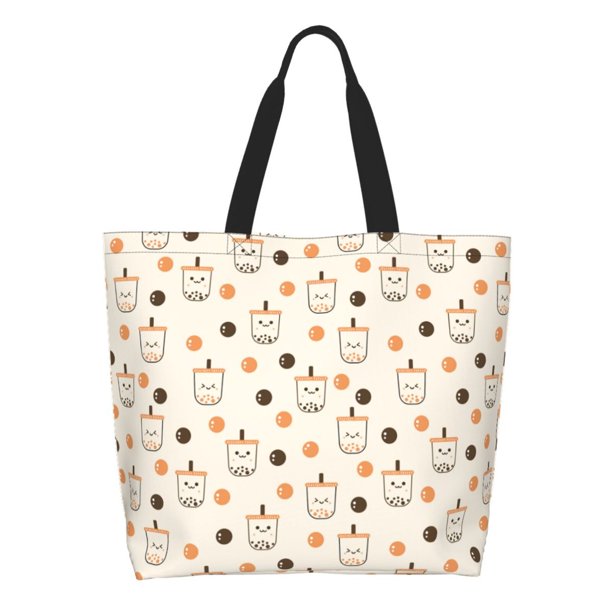 Disketp Milk Tea Bolsa Tote Estampada para Mujer, Bolso de Hombro y de Mano para Compras y Viajes
