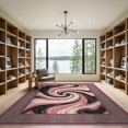 thumbnail image 2 of ODIKA 9'x12' Washable Area Rug Non-Slip, Chair-Friendly Pink Gradient Grey Blending Artwork Vein Abstract Large Contemporary for Dining Room, Basement, Office, 2 of 7