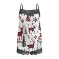thumbnail image 5 of Tnhcen Gorgeous Glittering Christmas Print Pajamas Set Lace Splicing Sleeveless Cami Shorts 2-Piece Pjs Elegant Nightwear Cozy Homewear S-2XL, 5 of 5