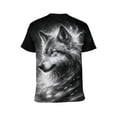 thumbnail image 2 of LAOLIUSN Men's 3D Wolf Graphic T-Shirt, All Over Print Animal Tee, Mystical Galaxy Wolf Short Sleeve Crew Neck Shirt, L, 2 of 7