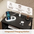 thumbnail image 6 of Giantex Nightstand w/Charging Station, End Table w/Fabric Drawer, 2 AC Outlets, USB and Type-C Port, Black, 6 of 7