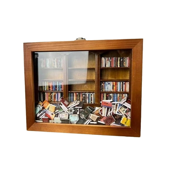 Anxiety Bookshelf Miniature Wooden Bookshelf Book Match Boxes Display