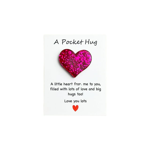 Cheapark English Motivational Quote Pocket Card with Glitter Heart Red Envelope Gift for Valentines Day Holiday Gift Blessing Not e