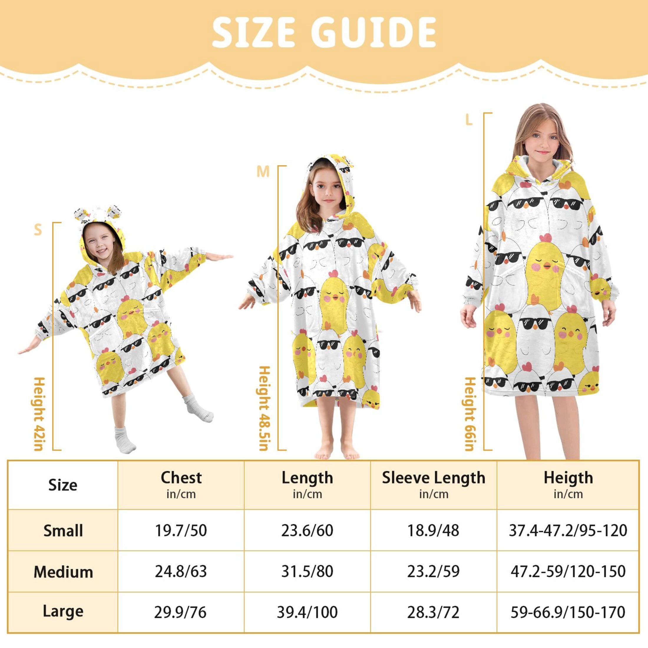 joogoo Blanket Hoodie for Cute Chicken with Sunglasses Oversize Sweatshirt 3-14 YR L