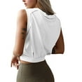 thumbnail image 3 of Crop Top Athletic Shirts for Women Cute Sleeveless Yoga Tops Running Gym Cotton White XL, 3 of 7