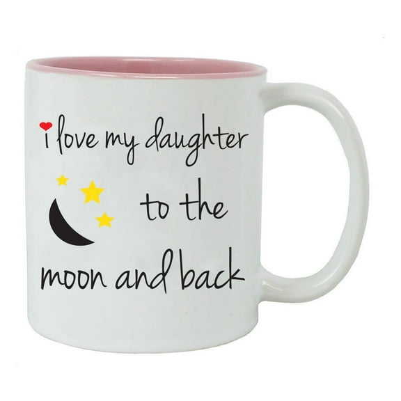 I Love My Daughter to the Moon and Back 11-Ounce Ceramic Coffee Mug, Pink