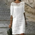 thumbnail image 6 of IDALL Summer Dresses,Sexy Dresses Women Summer Dress Middle Sleeve Lace Neck Casual Dress Mini Dress Boho Beach Loose Elegant MIdi Sundress Petite Dresses,Linen Dress,Womens Dresses White Dress 2XL, 6 of 6