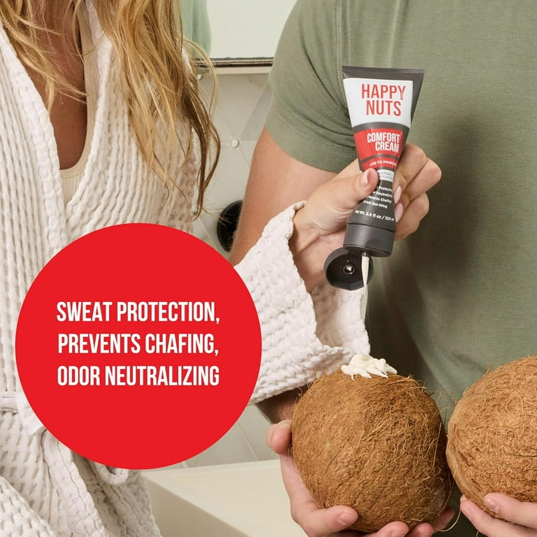 Happy Nuts Comfort Cream, Anti Chafing Relief Deodorant for Men