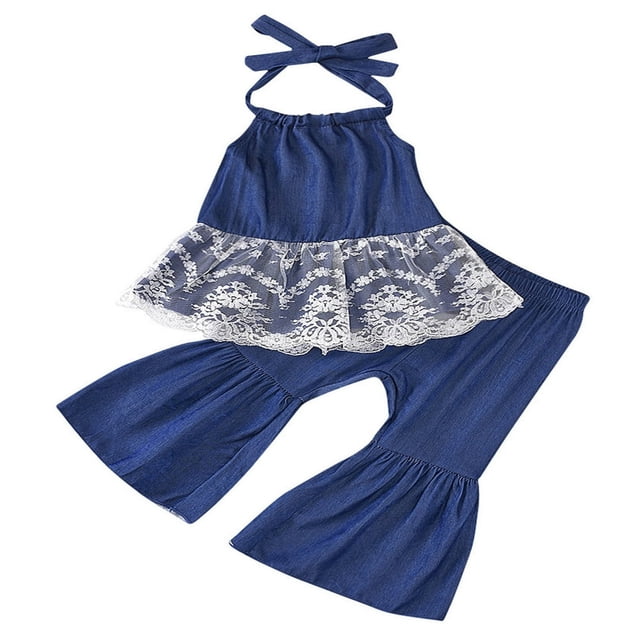 Toddler Baby Girls Halter Sleeveless Backless Tops Flared Pants