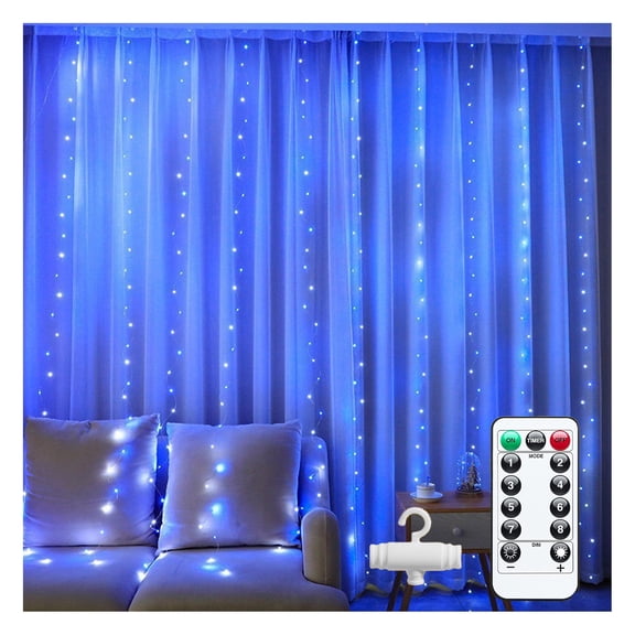 OIUR 300 LED Fairy Curtain Lights 9.8ft x 9.8ft Window Wall Hanging String Light USB Powered Curtain Light for Bedroom Backdrop Wedding Party Indoor Decor