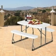 thumbnail image 4 of Peakform 6' Rectangular Picnic Table Double Bench Wood Grain Seating, White, 4 of 7