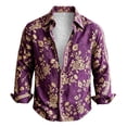 thumbnail image 4 of Fsmtpdam Long Sleeve Shirts for Men Hawaiian Button Down Collared Retro Floral Print Tops Boho Lightweight Beach Vacation Vintage Shirt, 4 of 5