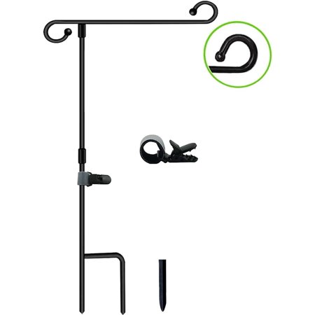 Akeydeco Garden Flag Stand-Holder-Pole with Flag Stopper and Clip Waterproof Powder-Coated Paint for House Flags,Decorative Flags,Yard Flags,Seasonal Flags