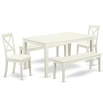 East West Furniture Capri 5-piece Wood Dining Set with Leather Seat in White