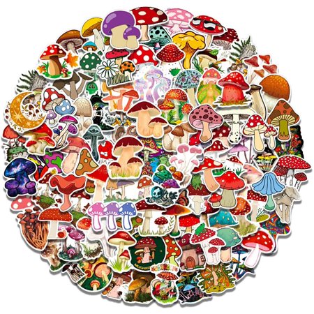 100 PCS Mushroom Stickers for Water Bottles,Cute Vinyl Waterproof ...
