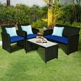 thumbnail image 2 of Patiojoy 4 Piece Outdoor Patio Rattan Furniture Set Navy Cushioned Seat For Garden, porch, Lawn, 2 of 8