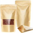 thumbnail image 1 of Vallaes 50Pcs 12x20cm Waterproof Zip Lock Bag Kraft Zipper Bag Food Paper Small Pouches with Screen and Matte Window HA, 1 of 5
