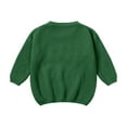 thumbnail image 6 of Ccpelsie Big/Little Boys Warm Casual Pullover Sweaters Kids Crewneck Knit Jumper Tops for Fall and Winter(Dark Green,12-18 Months), 6 of 6