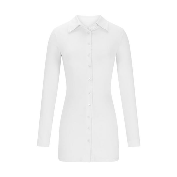 Mrat Women's Bodycon Mini Dress Button Shirt Mini Dress Long Sleeve V Neck  Stretchy Clubwear Night out Party Bodycon Dresses S-84 White XL - Walmart  Business Supplies
