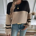 thumbnail image 6 of Women'S 2025 Autumn Fashion Long Sleeve Color Block Oversized Sweater Casual Round Neck Knit Top Pullover Black L, 6 of 8