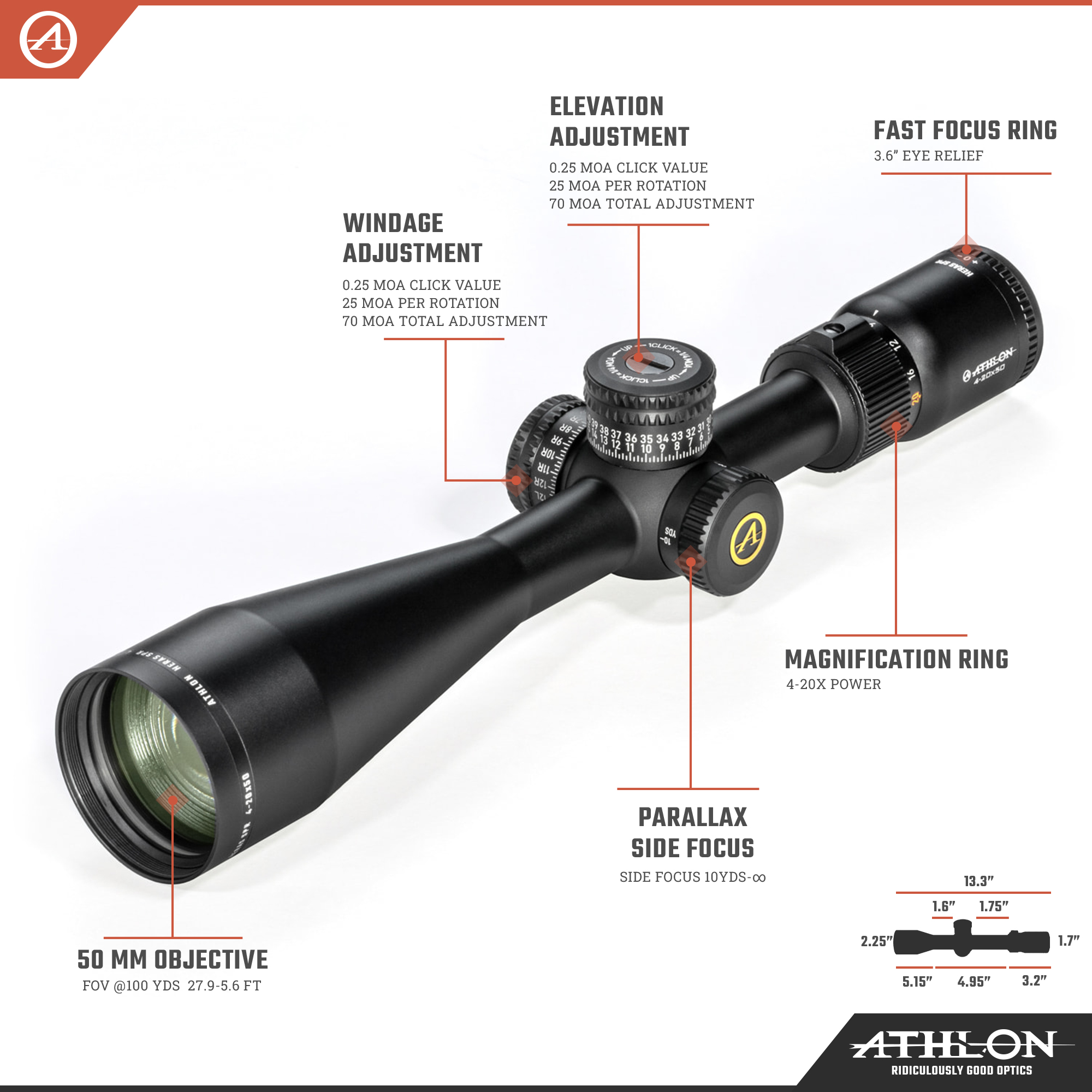 Athlon Optics Heras SPR 4-20x50 Scope AAGR2 SFP MOA Reticle, Black