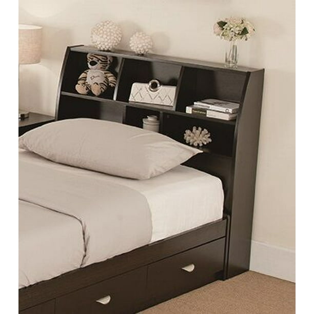 FC Design Full/Twin Size Wood Bookcase Headboard with 6 Open Shelves in Distressed Wood Finish