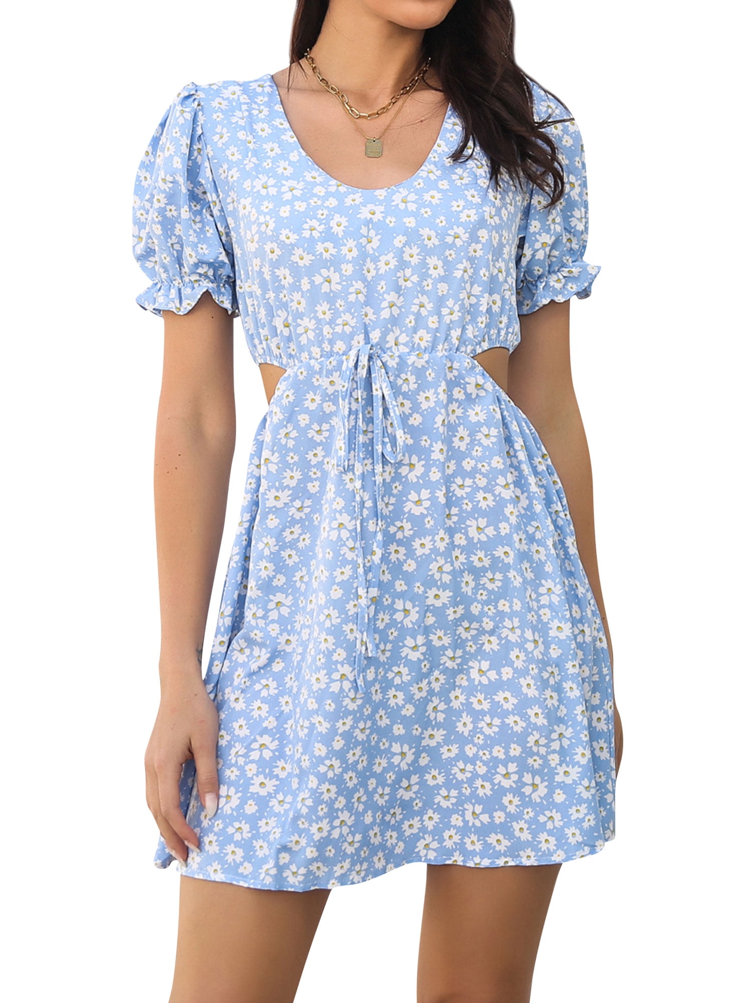 Floral Print Drawstring Mini Dress for Women Mozambique | Ubuy